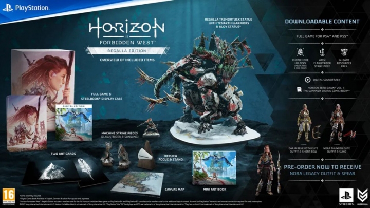 Die Inhalte der "Horizon: Forbidden West" Regalla Edition. Sony